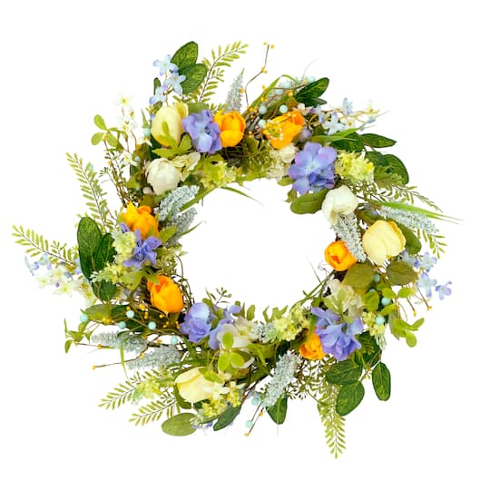 24'' Multicolor Daisy Floral Spring Wreath